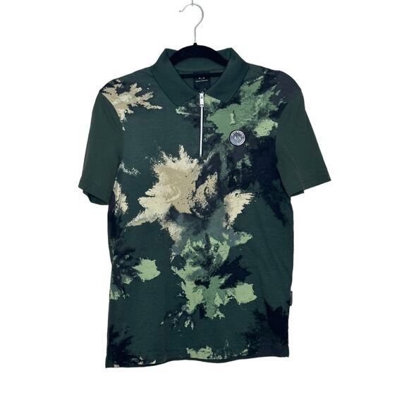 Armani Exchange green tan Camp short sleeves polo shirt size XS - Picture 7 of 8